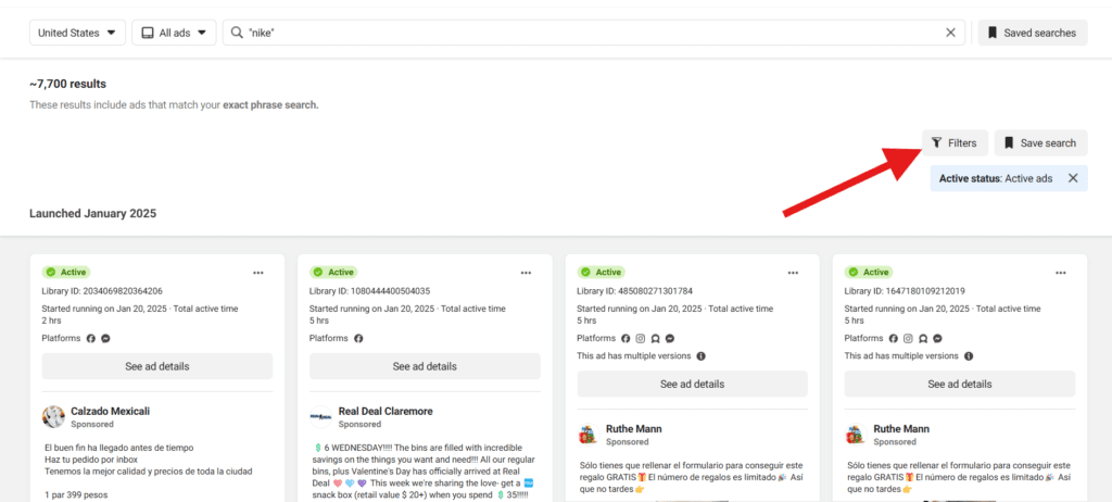 Facebook Ad Library Ad Filter