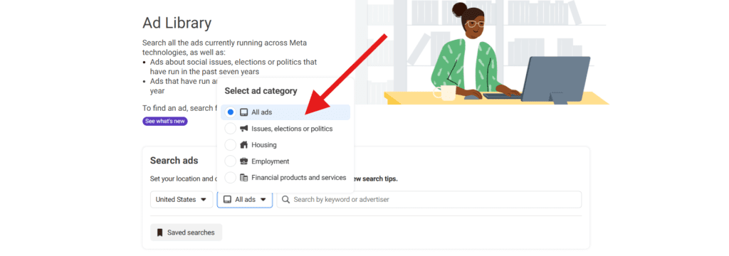 Facebook Ad Library Choose Ad Category