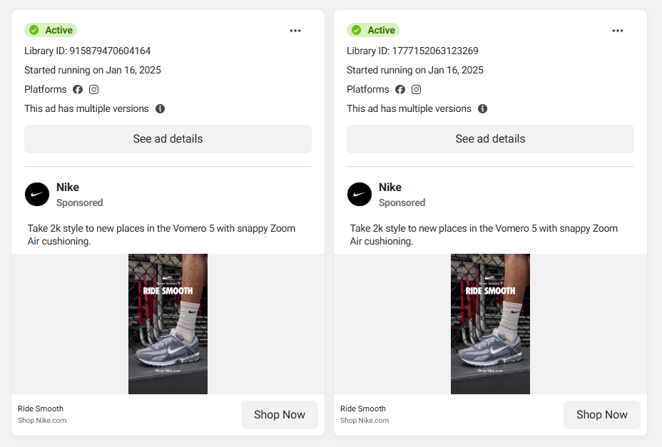 ads summary in facebook ads library