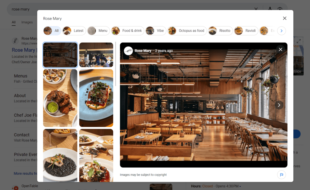 restaurant listing photos